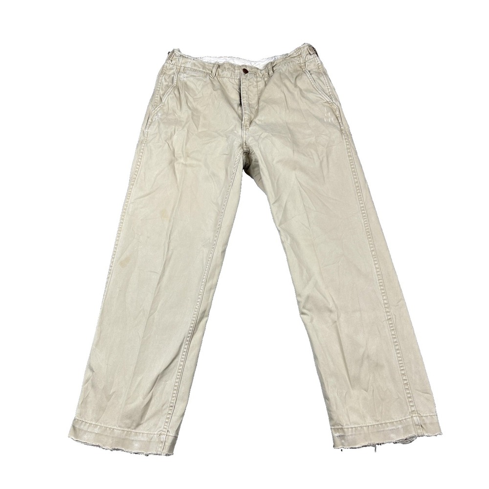 Polo‎ Ralph Lauren Military Army Pants Men 32x33 Tan Distressed Adjustable Chino